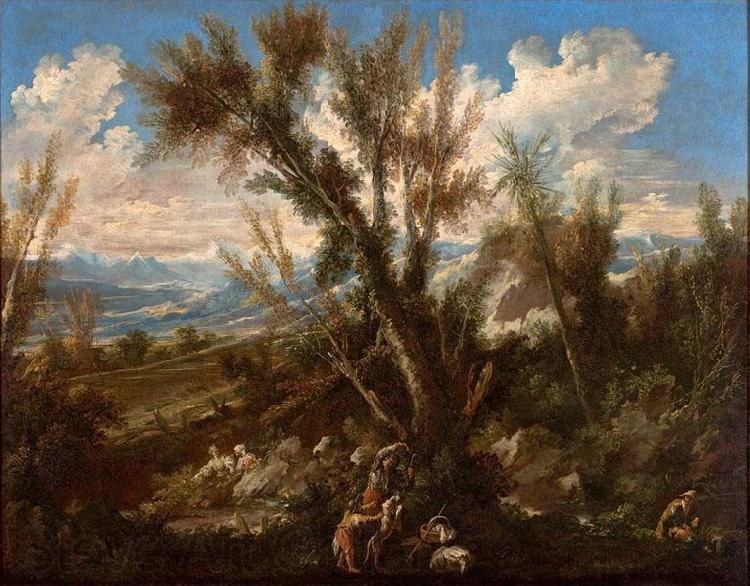 Alessandro Magnasco Landscape with Shepherds Norge oil painting art
